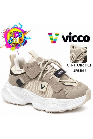 Vicco Ceni Süs Bağcıklı Cırt Cırtlı Ortopedik Çocuk Spor Ayakkabı BEJ