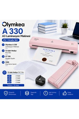 Olymkea A330s A3 Laminasyon Makinesi 4in1set Ve Hediye 12 Adet PVC Film
