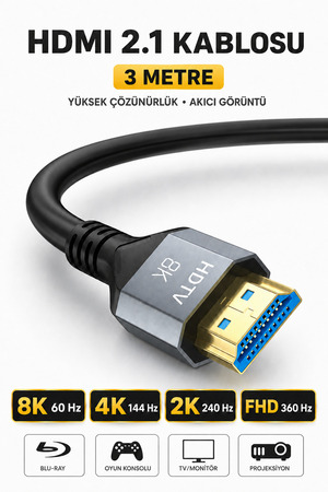CONOCER Ultra Yüksek Hızlı 8k Hdmi 2.1 Kablo 4k 144hz Hdmi Kablosu 3 Metre Hdtv Kablosuuyumlu
