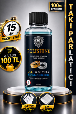 POLİSHİNE Gümüş Altın Bakır Pirinç ve Çelik Takı İçin 15 Saniyede Parlatma Solüsyonu 100ml