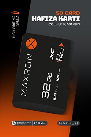 Maxron 32GB Hafıza Kartı Class 10 Mini Kamera Ev Araç Güvenlik Kamerası ve Telefon Uyumlu