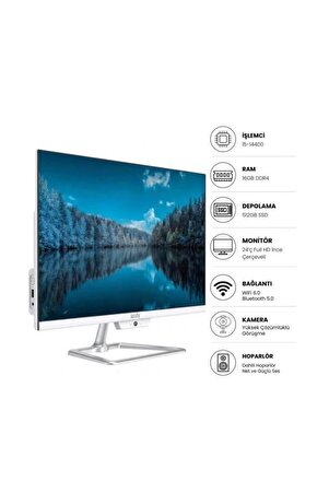 IZOLY K144 i5-14400 16GB DDR4 512GB SSD 24" Wifi6/BT5 All In One Bilgisayar