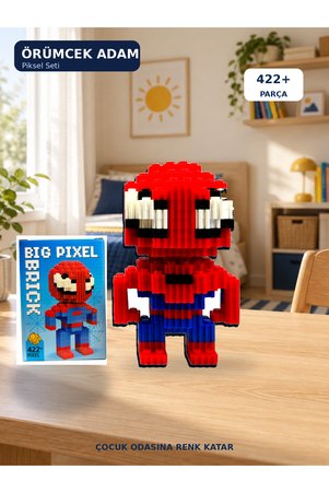 Öz-bal Büyük Kırmızı Mavi Örümcek Kahraman 3d Piksel blok yapım seti Maket Blok Yapboz Eğitici 3 Boyutlu Puzzle Figür