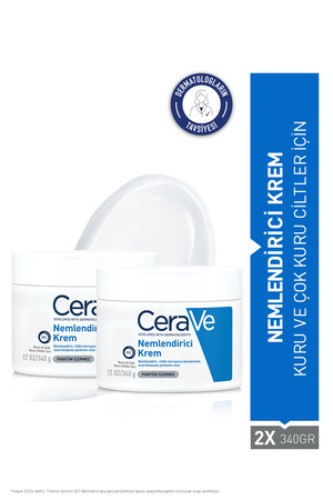 CeraVe Kuru & Çok Kuru Ciltler için Seramid & Hyalüronik Asit İçeren Nemlendirici Yüz & Vücut Kremi 340grX2