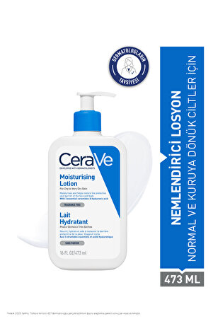 CeraVe Hyalüronik Asit & Seramid İçerikli Normal ve Kuru Ciltler İçin Nemlendirici Yüz&Vücut Losyonu 473 ml