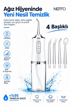 NEFFO Şarj Edilebilir Taşınabilir Diş Protez Bakım Ve Ağız Duşu Yüksek Kapasite