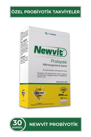 Newvit Probiyotik 30 Kapsül 10 Milyar CFU 14 Probiyotik Suş İnülin ve L-Glutamin