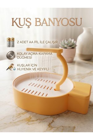 Aksesuar360 Kablosuz Pilli Otomatik Kuş Banyosu | Muhabbet Kuşu Sultan Papağanı ve Kanarya Duş Havuzu