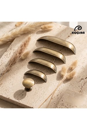 KOÇSAN Midye Antik Sarı 64 Mm Kulp Lüks Country Mutfak Mobilya Dolap Çekmece Kulpu