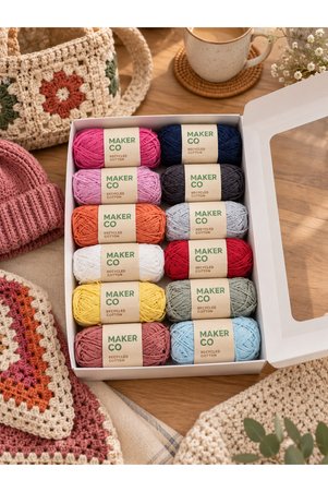 Genel Markalar MakerCo Recycled Cotton 12'li Ip Seti Koton Örgü İpi
