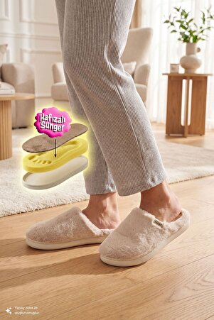 Twigy Elis Peluş Kadın Ev Terliği Bej 36/41