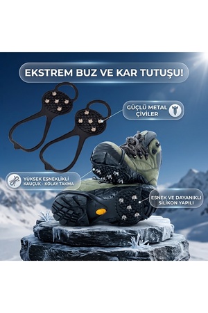 Monte Lua Kaymayı Önleyici Ayakkabı Kar Zinciri - Bot İçin Silikon Geçmeli Buz Kramponu M Boy 35-40 Numara
