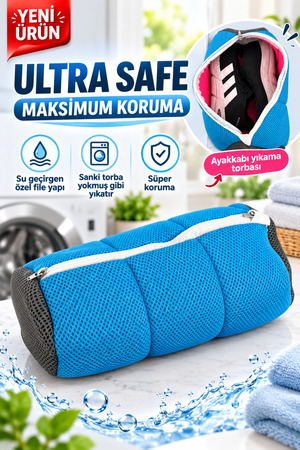 EVİMA Ultra Safe Ayakkabı Yıkama Torbası Su Geçirgen Darbe Korumalı Çamaşır Makinesi Filesi