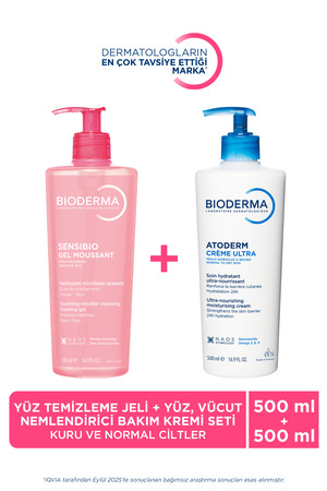 Bioderma Normal Ciltler Micellar Yüz Temizleme Jeli & Kuru Ciltler Nemlendirici Yüz Vücut Kremi 2'li Set