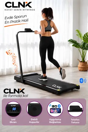 CLNK TECH Katlanabilir Ev Tipi Koşu Bandı Sessiz Motor Uzaktan Kumanda Bluetooth