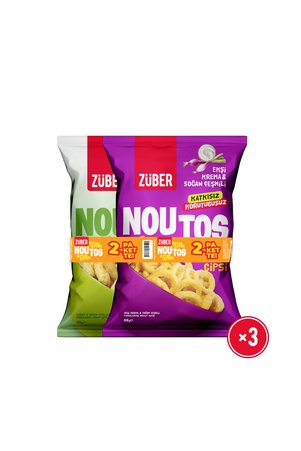 Züber Noutos Ekşi Krema ve Soğan 55g x 3 Adet + Yoğurt ve Mevsim Yeşillikleri 55g x 3 Adet Nohut Cipsi