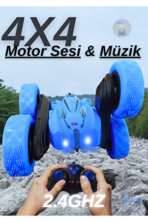 Boratila Toys Uzaktan Kumandalı Işıklı Şarjlı 2.4 Ghz Müzikli Demolu Kırılmaz Akrobat Araba