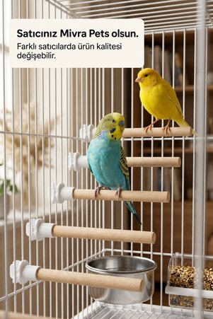Mivra Pets 5'li Ahşap Kuş Tüneği Seti 12 cm Klipsli Muhabbet Kuşu Kanarya Kafes Tüneği