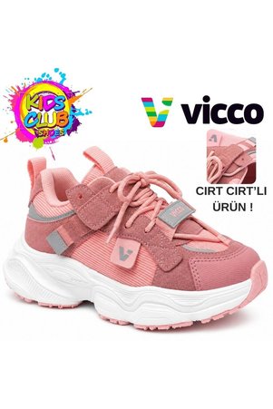 Vicco Ceni Süs Bağcıklı Cırt Cırtlı Ortopedik Çocuk Spor Ayakkabı Pudra