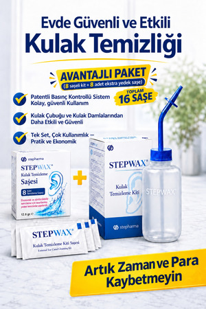 STEPHARMA Stepwax Kulak Kiri Temizleme Seti + 8 Adet Ekstra Yedek Saşe