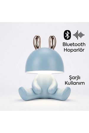 avizemeydanı Avize Meydanı Bluetooth Hoparlörlü Tavşan Figürlü Şarjlı Bebek Ve Çocuk Odası Gece Lambası
