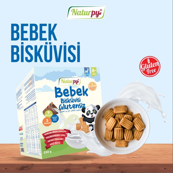 Naturpy Glutensiz Keçi Sütlü Bebek Bisküvisi Karabuğday,Keçiboynuzu Unu,Keten Tohumu