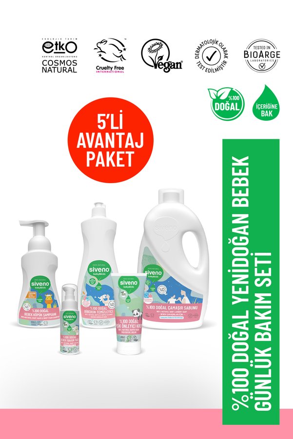 Siveno %100 Doğal Yenidoğan Bebek Çocuk Günlük Bakım Seti