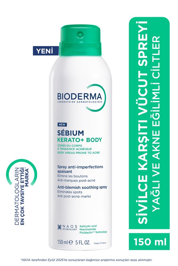 Bioderma Sebium Kerato+ Body Sivilce Akne Lekesi Karşıtı Salisilik Asit Niasinamid İçeren Vücut Spreyi 150ml