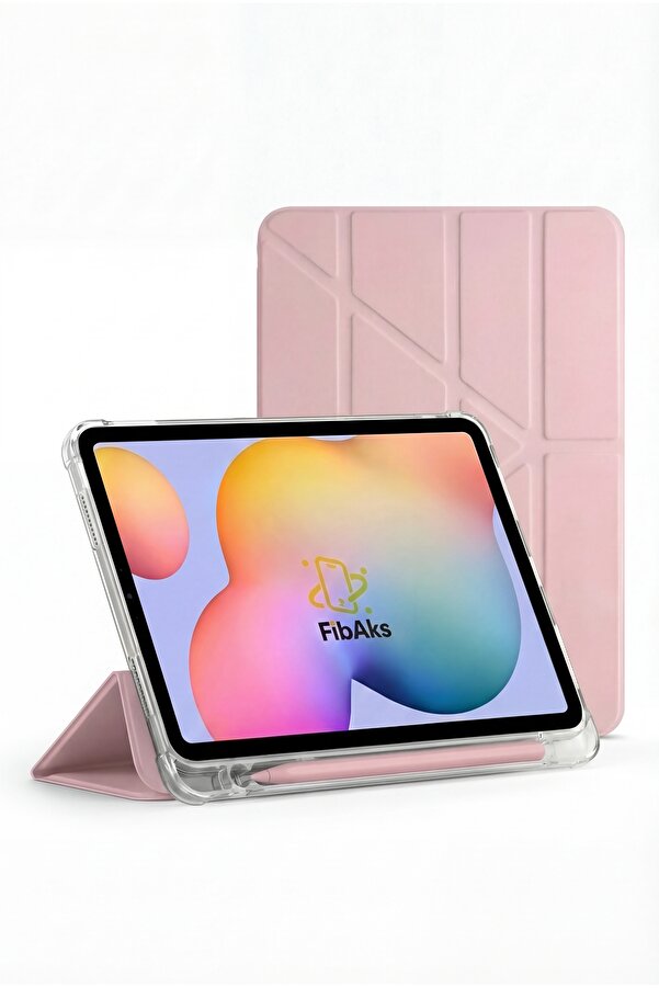 Fibaks Galaxy Tab S9 FE/S10 FE/S10 Lite Kılıf Kalem Bölmeli Yatay ve Dikey Standlı Smart Uyku Modlu Kapak Arkası Şeffaf