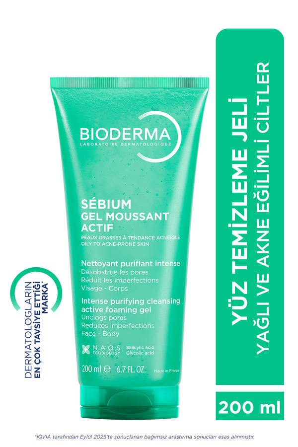 Bioderma Sebium Foaming Gel Active Yağlı ve Akneli Cilt Glikolik Asit Yoğun Arındırıcı Temizleme Jeli 200ml