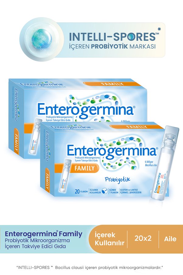 Enterogermina Aile 20 Flakon 4 Milyar Bacillus Clausii Sporu Içeren Probiyotik 2'li Avantaj Paketi