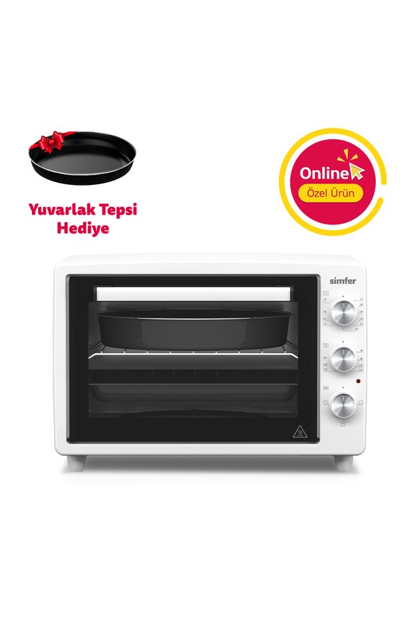 Simfer 3420 Beyaz 34 LT Statik Mini/Midi Fırın - 4 Fonksiyon Programlanabilir Pişirme & Isı Kontrol Sistem