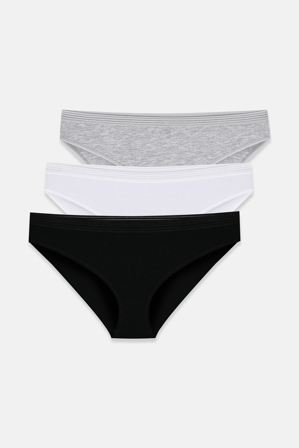 SUWEN 3'lü Pamuklu Dantelli Slip Külot