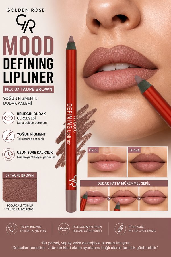 Golden Rose Mood Defining Lipliner - 07 Taupe Brown - Kahverengi Dudak Kalemi