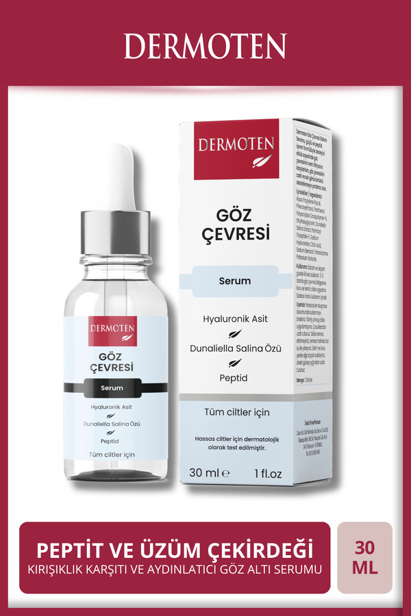 Dermoten Göz Altı Hyaluronik Asit Gözenek Sıkılaştırıcı ve Kırışıklık Karşıtı Göz Çevresi Serumu 30 ml
