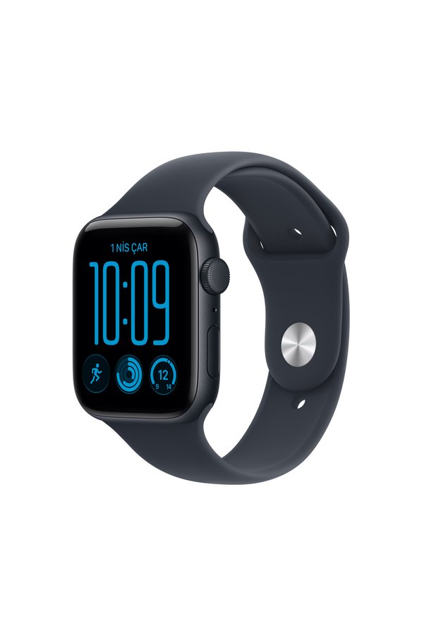 Apple Watch SE 3 GPS 44mm Gece Yarısı Alüminyum Kasa ve Lacivert Spor Kordon - S/M