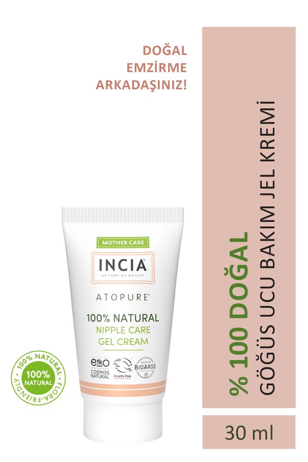 Incia %100 Atopure ® %100 Doğal Göğüs Ucu Jel Bakım Kremi Yumuşatma ve Koruma Lanolin İçermez 30 ml