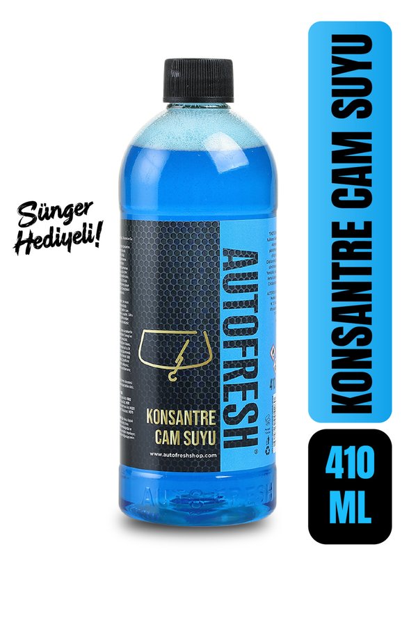 AutoFresh Araç Konsantre Oto Cam Suyu Araba Silecek Ve Cam Silme Suyu Sünger Hediyeli 410 ml