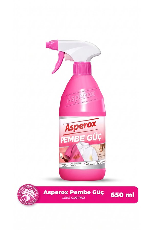 ASPEROX 650 ml Pembe Güç Leke Çıkarıcı Sprey Konsantre Formül ile Etkili Temizlik