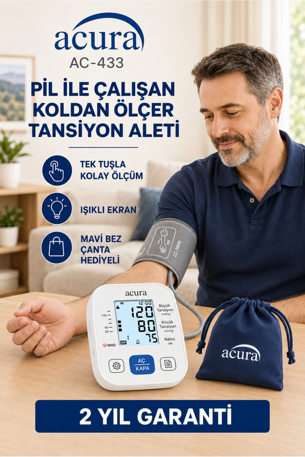 Acura AC-433 Işıklı Ekranlı 198 Hafızalı Koldan Tansiyon Aleti