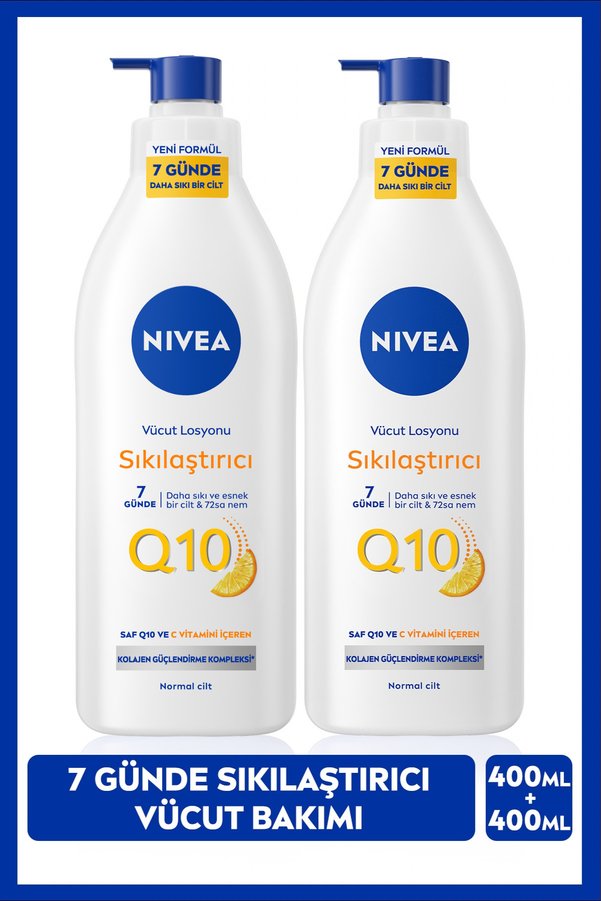 NIVEA Q10 Sıkılaştırıcı Vücut Losyonu 400ml C Vitamini Nemlendirici Kolajen Tetikleyici Kompleks X2Adet