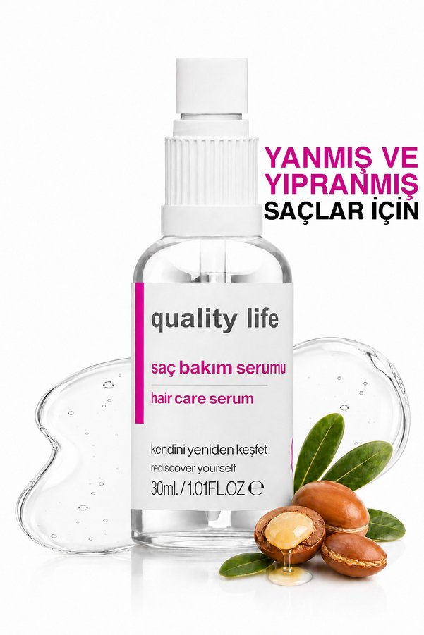 Quality Life Yanmış Yıpranmış Saçlar İçin Saç Bakım Yağı Serumu Argan Keratin Saç Bakımı Hair Care Oil Yağları