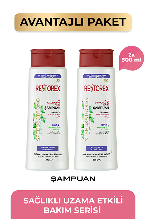 Restorex Speed Strong Saç Dökülmesine Karşı Şampuan 2 x 500 Ml