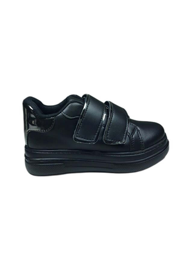 1087 Kız Çocuk Si̇yah-Plati̇n Cırtlı Sneaker Spor Ayakkabı