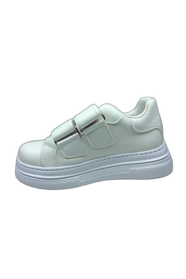 1087 Kız Çocuk Beyaz Cırtlı Sneaker Spor Ayakkabı