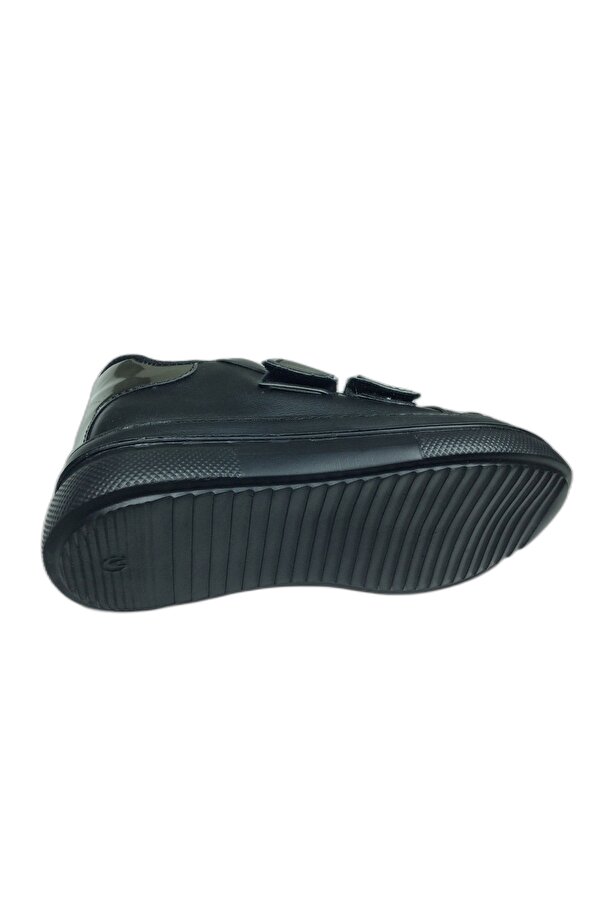 1087 Kız Çocuk Si̇yah-Plati̇n Cırtlı Sneaker Spor Ayakkabı