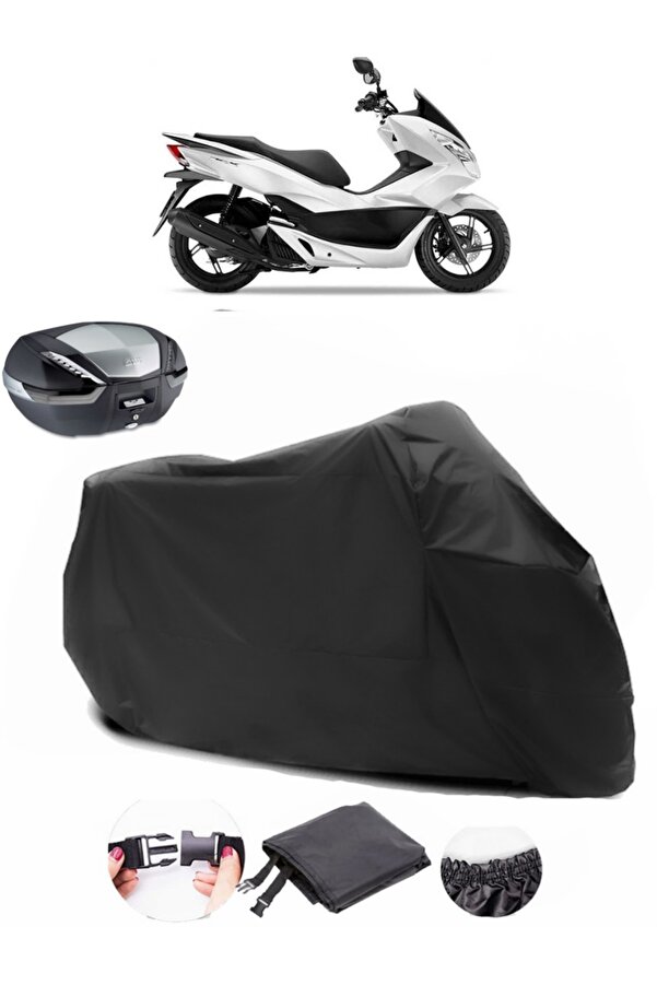 AutoEN Honda PCX 150 Arka Çanta Uyumlu Siyah Motosiklet Branda Su Geçirmez Dayanıklı Kumaş
