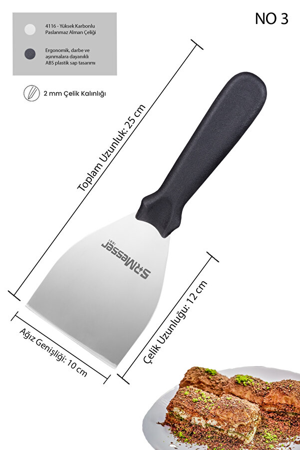 SRMesser 1881 Spatula NO 3 Pasta Tatlı Baklava Kaldırıcı Pizza Börek Dilimleyici Kumru Hazırlama Spatulası