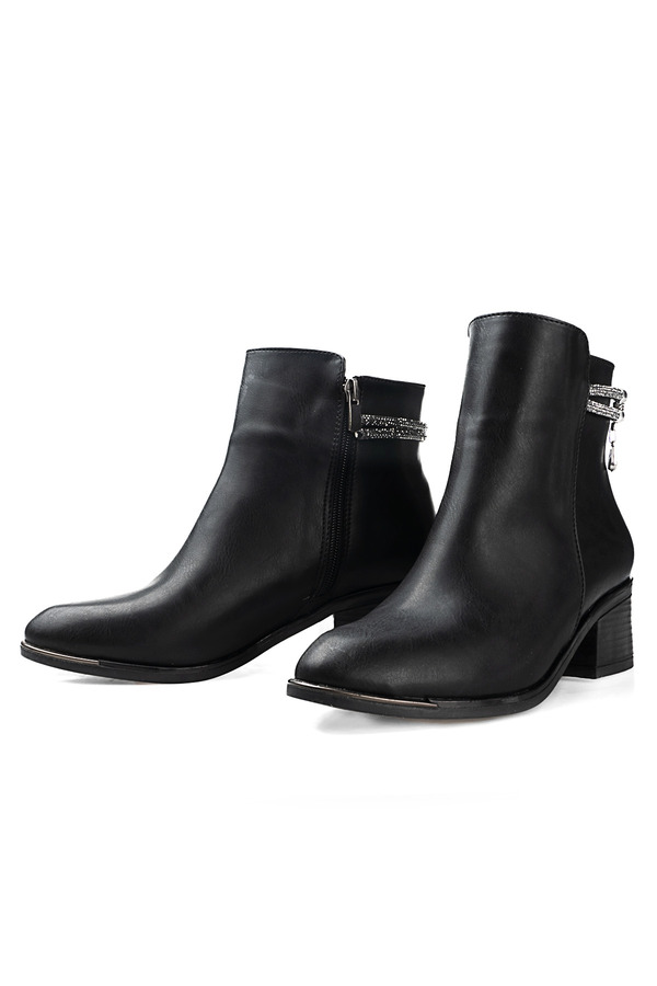 Li̇o Shoes Venüs Kadın Taşlı Si̇yah Fermuarlı Bot