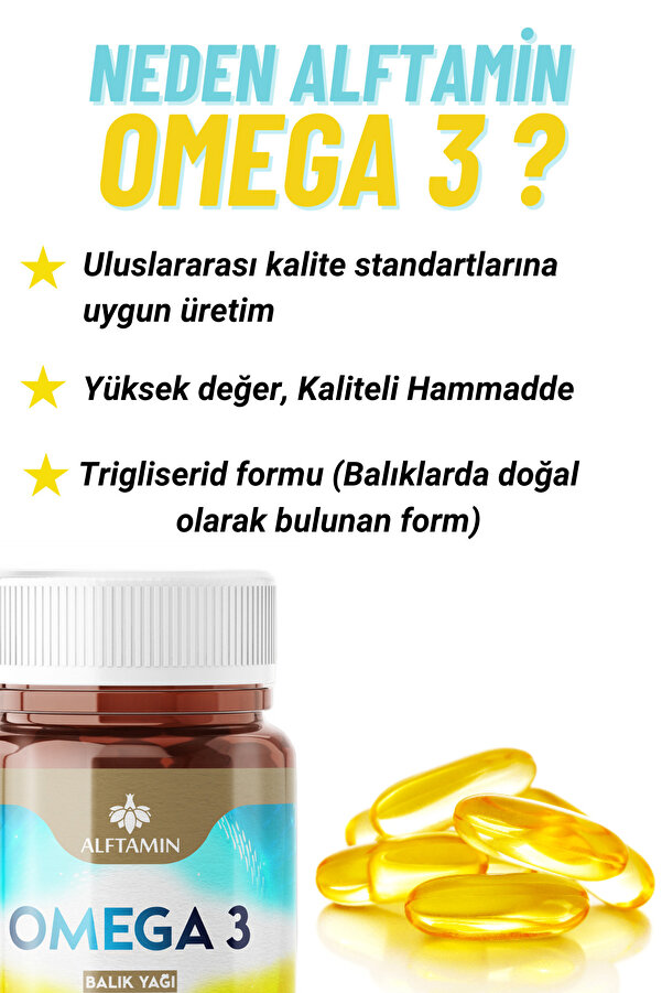 Omega 3 Premi̇um Kali̇te Balık Yağı 30 Günlük Fi̇sh Oi̇l Epa Dha 1300Mg 60 Kapsül